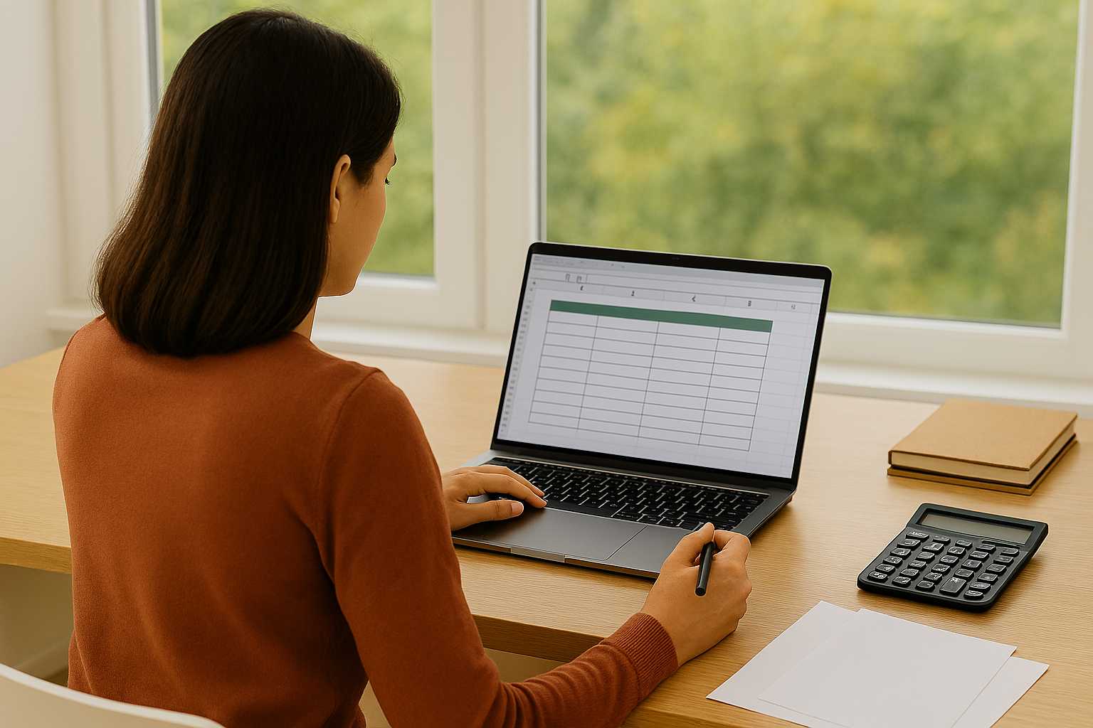 Femme qui établi son budget personnel avec excel